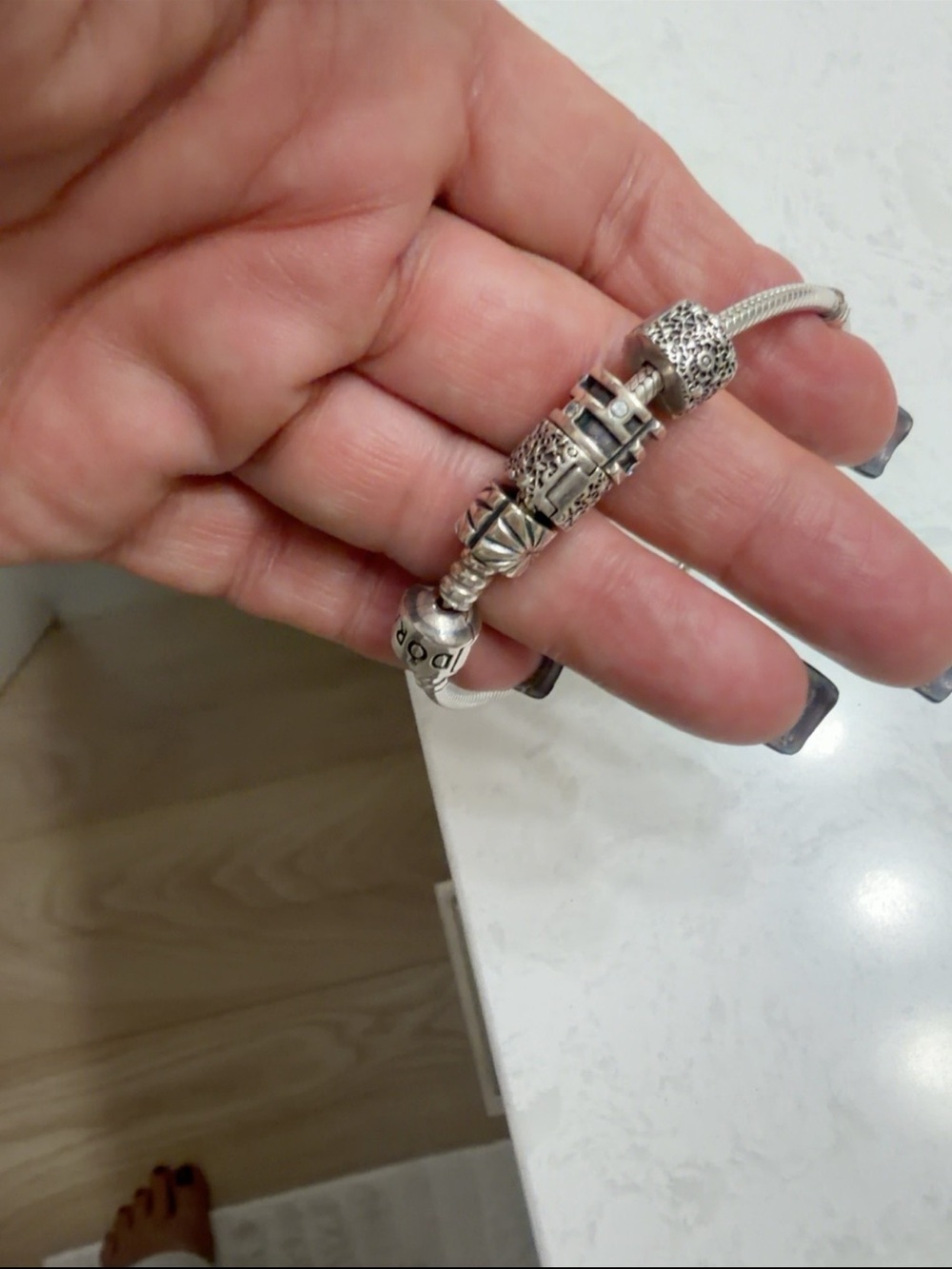 Pandora Silver Charm Bracelet with Decorative Beads